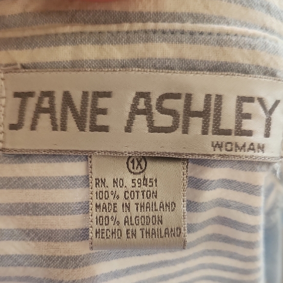VINTAGE JANE ASHLEY Chambray WESTERN TOP w/ PEARLS  EMBROIDERY SZ 1X Blue Stripe - Picture 7 of 7